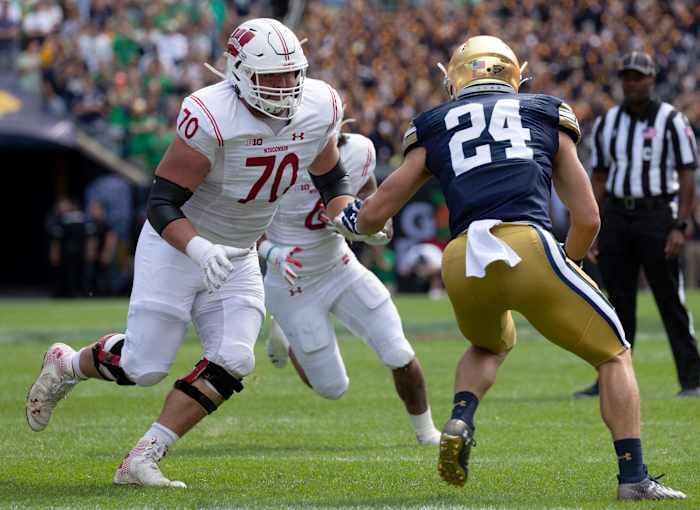 Wisconsin offensive lineman Josh Seltzner (Credit: Mark Hoffman / Milwaukee Journal Sentinel / USA TODAY NETWORK)
